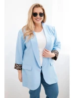 Dámská sako Plus Size s podšívkou v leopardím vzoru modrá