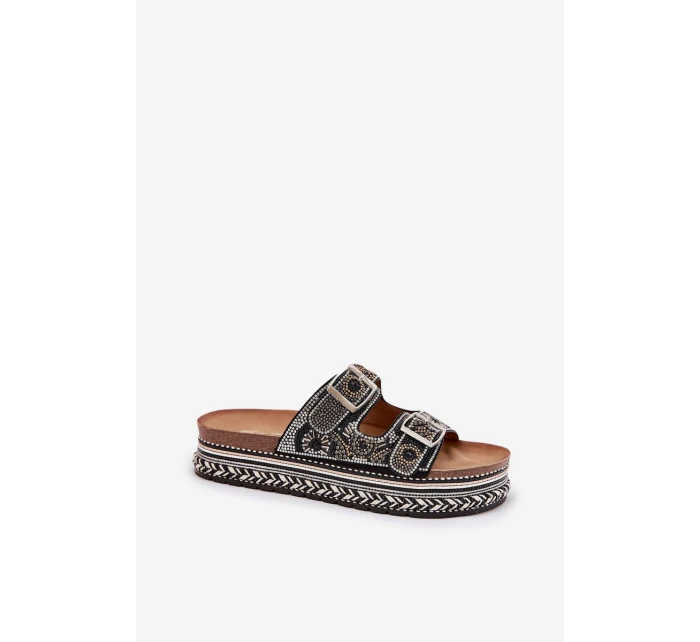 Sandály se zdobením a na platformě černé model 21688319 - Boto