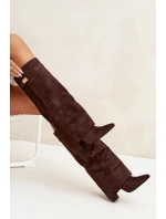Kozačky Eko Podpatky Na Zip Zateplené  Čokoládové model 21704760 - Boto