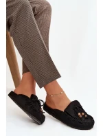 Dámské pantofle s třásněmi a korálky Černé model 21919146 - Boto