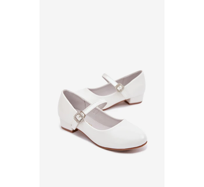 Dětské balerínky s brokátovým páskem Vinceza 13291 Bílé