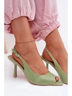 Dámské sandály na podpatku Zelené model 22091994 - Boto Dámské sandály na podpatku Zelené model 22091994 - Boto