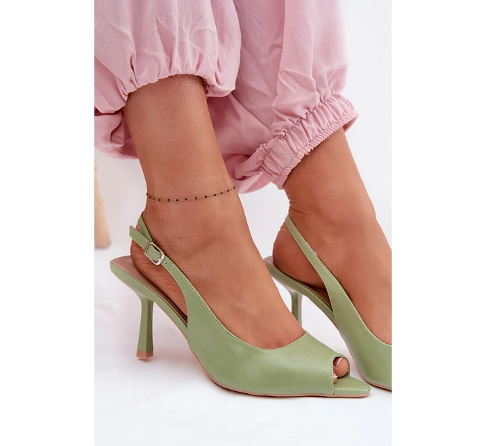 Dámské sandály na podpatku Zelené model 22091994 - Boto Dámské sandály na podpatku Zelené model 22091994 - Boto