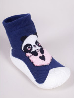 Yoclub Dětské dívčí protiskluzové ponožky s gumovou podrážkou P2 Navy Blue