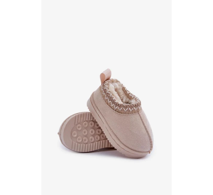 Dětské kotníkové sněhule na platformě s kožíškem Vilabria – světle béžové