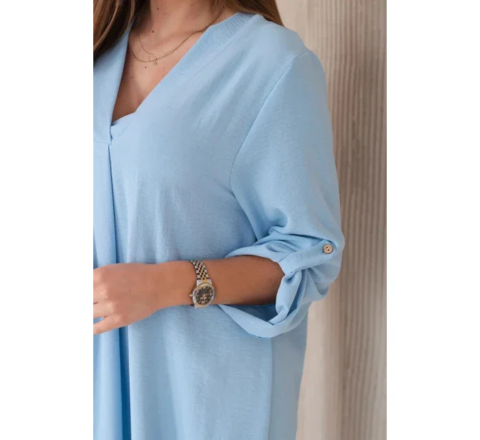 Šaty s výstřihem do V 88536 modré - Italian Fashion