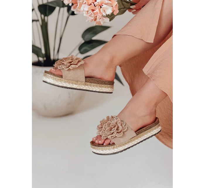 Dámské květinové žabky KWIATARIS khaki FashionStreet ZY0910