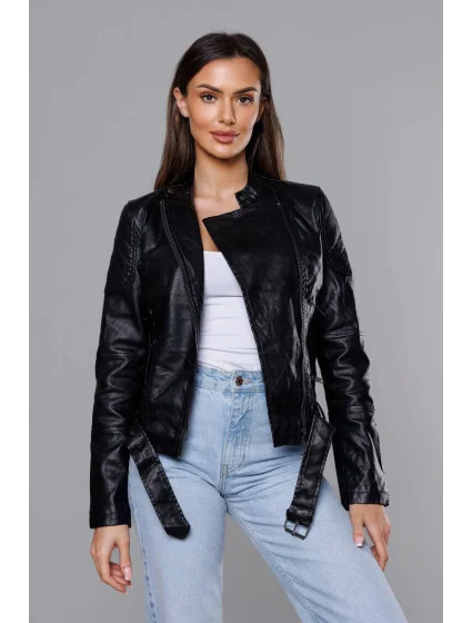 Černá bunda ramoneska se stojáčkem model 18125305 - Forget me not FASHION