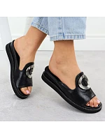 Dámské žabky na nízkém podpatku černé M.Daszynski Dámské žabky na nízkém podpatku černé M.Daszynski