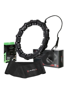 Hula Hop set HHW11 BLACK s výstupky a závažím + opasek BR163 BLACK PLUS SIZE HMS