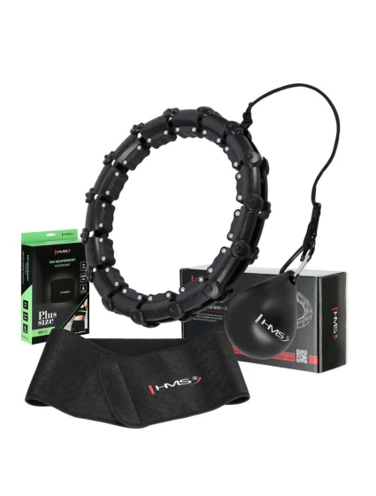 Hula Hop set HHW11 BLACK s výstupky a závažím + opasek BR163 BLACK PLUS SIZE HMS Hula Hop set HHW11 BLACK s výstupky a závažím + opasek BR163 BLACK PLUS SIZE HMS