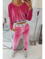 Velurová souprava s kapucí fuchsiová