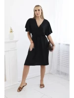 Šaty s vrstveným výstřihem černý Šaty s vrstveným výstřihem černý