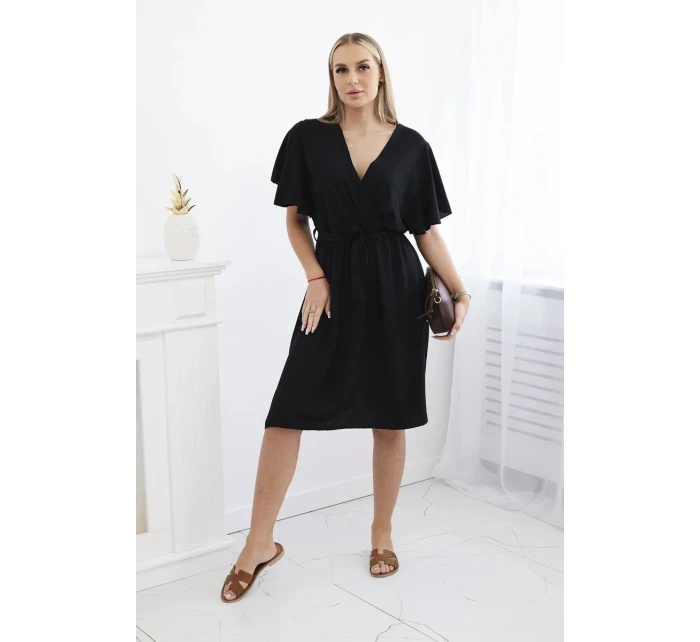 Šaty s vrstveným výstřihem černý Šaty s vrstveným výstřihem černý