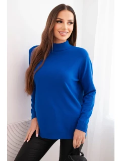 Svetr dámský Plus Size z viskózy s rolákem chabrový