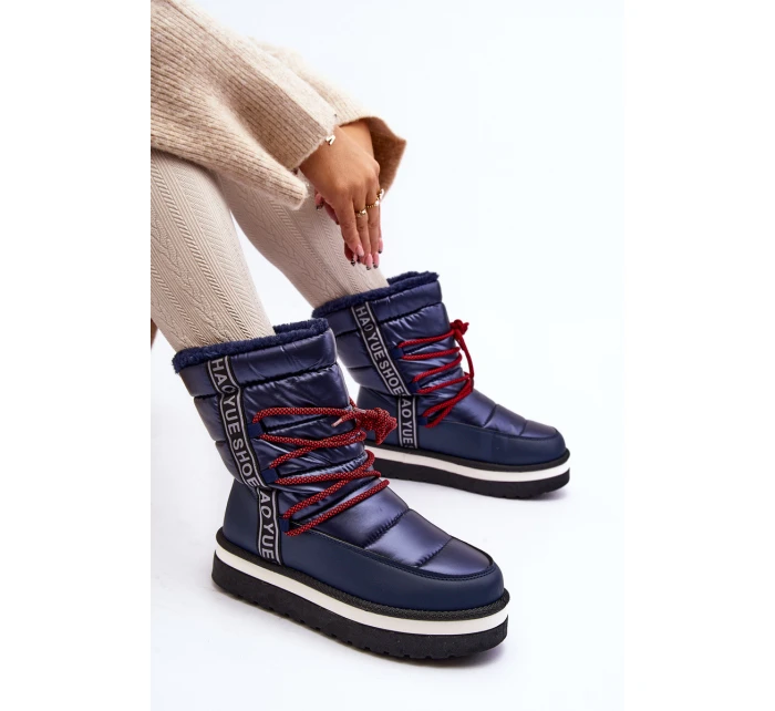 Dámské sněhule s vázáním v modré barvě model 21644706 - Boto Dámské sněhule s vázáním v modré barvě model 21644706 - Boto