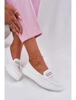 Dámské kožené mokasíny model 21834417 – bílé - Kesi