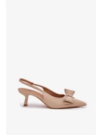 Dámské lodičky na jehlovém podpatku s mašlí Folesca – béžové