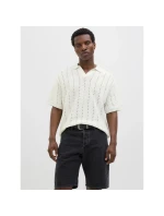 Jack&Jones pánská košile JORPAROS KNIT ESTER SS CROCHET POLO 12272562 SEA SALT