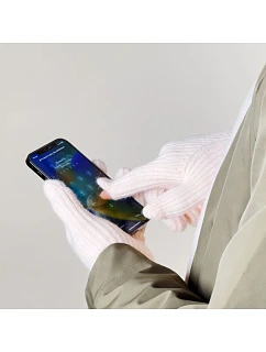 Pletené rukavice na telefon s výřezem na model 22083385 růžové - Hurtel