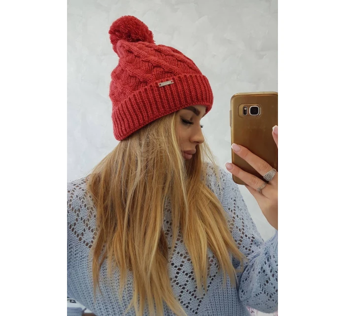 Fleecová čepice  červená model 18751369 - K-Fashion