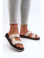 Dámské žabky na ploché podrážce model 21661882 Bežové - Zaxy