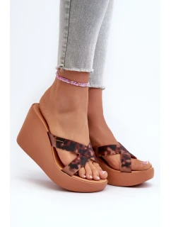 Dámské sandály na klíně 83520 Ipanema High Fashion Slide Fem Hnědé