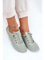 Dámské Kožené Polobotky Z Přírodní Kůže Artiker 54C0833 Světle Zelené Dámské Kožené Polobotky Z Přírodní Kůže Artiker 54C0833 Světle Zelené