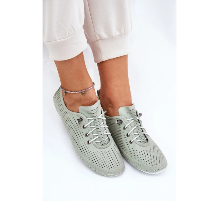 Dámské Kožené Polobotky Z Přírodní Kůže Artiker 54C0833 Světle Zelené Dámské Kožené Polobotky Z Přírodní Kůže Artiker 54C0833 Světle Zelené