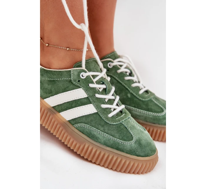 Dámské Velurové Tenisky Na Platformě Zelené model 21703435 - Boto Dámské Velurové Tenisky Na Platformě Zelené model 21703435 - Boto