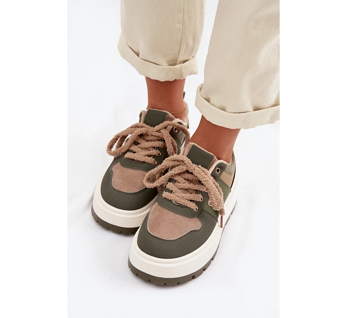 Zateplené dámské tenisky na platformě Zelená Florinda