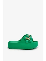 Dámské pěnové pantofle se zdobením na silné podrážce, zelená Bremavia Dámské pěnové pantofle se zdobením na silné podrážce, zelená Bremavia