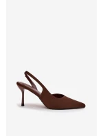 Dámské lodičky s otevřenou patou Lenira – čokoládové Dámské lodičky s otevřenou patou Lenira – čokoládové