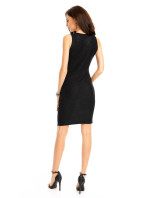 Společenské dámské šaty bez rukávů středně dlouhé černé - Černá - LOVIE