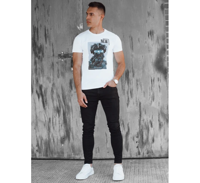 Pánské bílé tričko s potiskem FashionStreet RX5537