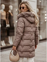 Dámská zimní prošívaná bunda s kapucí, béžová, FashionStreet TY5821 Dámská zimní prošívaná bunda s kapucí, béžová, FashionStreet TY5821