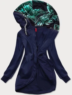 Tmavě modrá dlouhá dámská rozepínací mikina (AMG815)