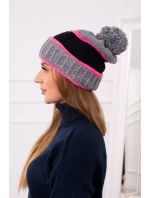 Dámská čepice Kinga K297 tmavě šedá+černá Dámská čepice Kinga K297 tmavě šedá+černá