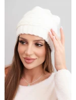 Dámská zimní čepice s klasickým žebrováním K439 ecru