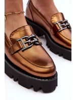 Dámské kožené polobotky s ozdobou zlatou model 21636797 - Laura Messi