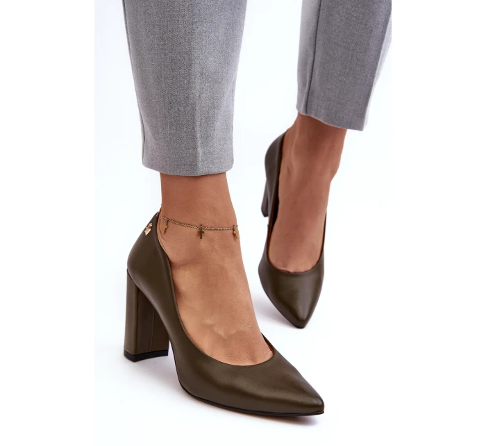 Kůže na vysokém podpatku Laura Messi 2624/227 tmavě zelené