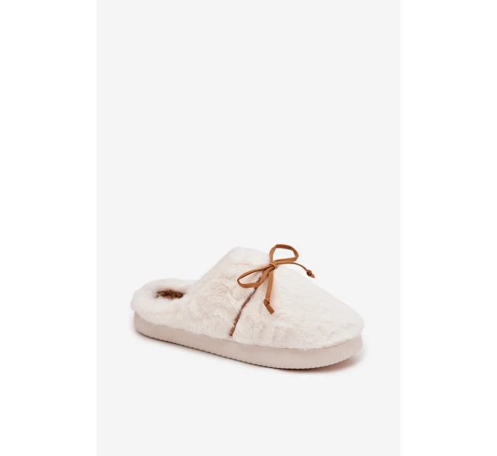 Kožešinové s mašlí ecru model 21772506 - Boto