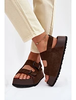 Semišové sandály na platformě Big Star TT274236 čokoládové Semišové sandály na platformě Big Star TT274236 čokoládové