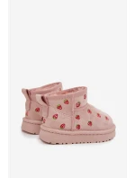 Dětské sněhule s jahůdkami Gracina – růžové Dětské sněhule s jahůdkami Gracina – růžové