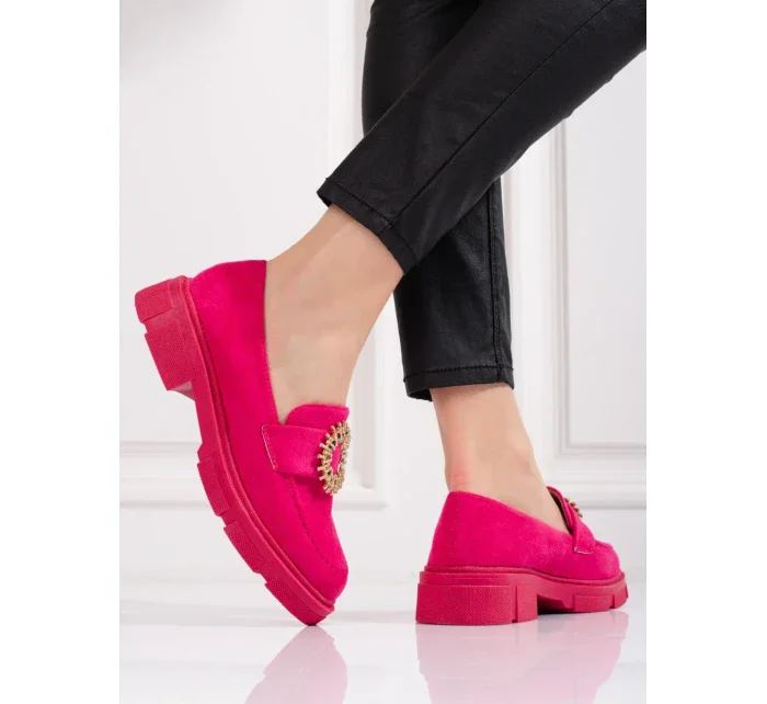 Designové polobotky dámské růžové na plochém podpatku Designové polobotky dámské růžové na plochém podpatku