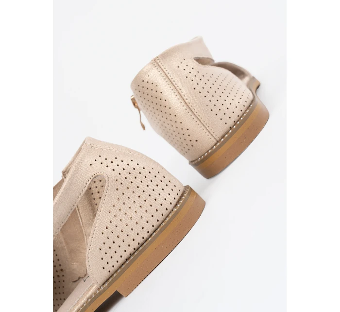 Trendy dámské zlaté  sandály na plochém podpatku