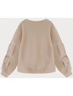 Teplá béžová dámská mikina s mašlemi model 19742938 - MADE IN ITALY