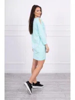 Šaty s 3D grafikou, mátová krajka