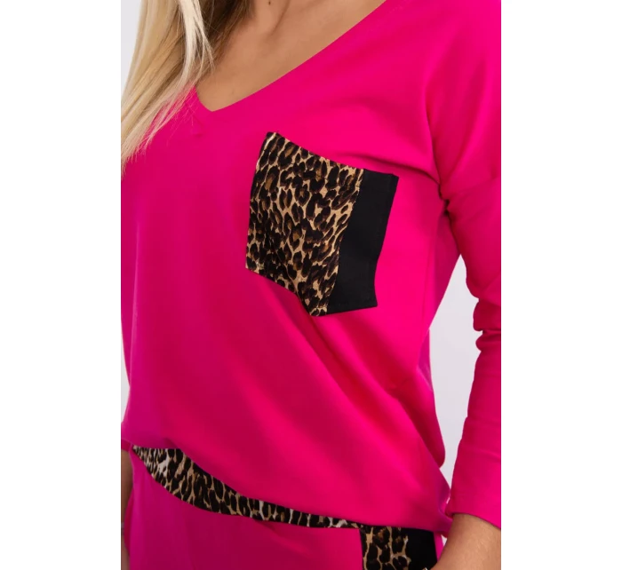 Fuchsiová sada s leopardím potiskem