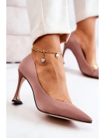 Módní kožené boty na jehlách růžové model 21581493 - S.Barski